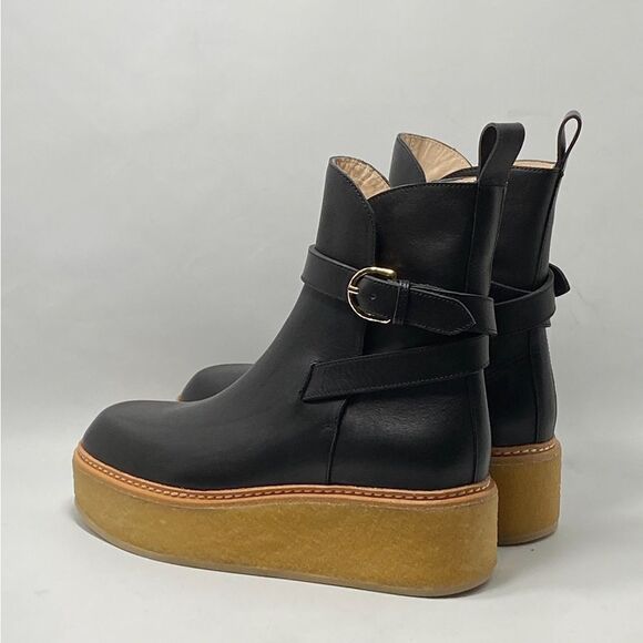 Ulla Johnson Lennox Leather Ankle-Buckle Platform Boots size 37.5 - Picture 6 of 12